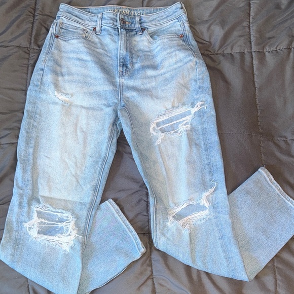 American Eagle Light Blue Ripped Denim Jeans - Picture 1 of 5